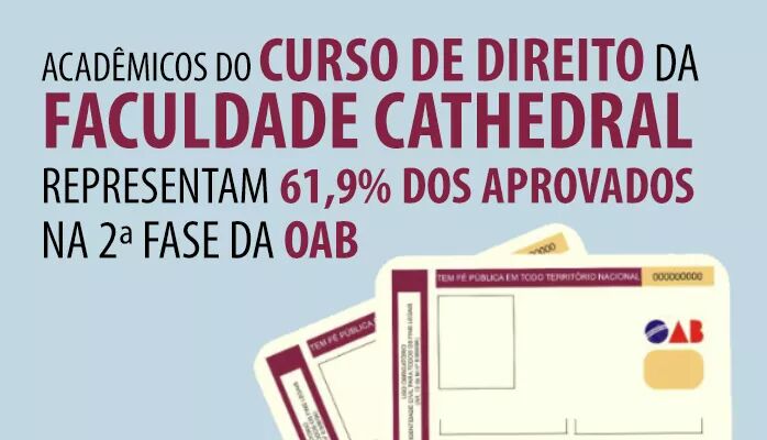 Acadmicos do Curso de Direito da Faculdade Cathedral representam 61,9% dos Aprovados na 2 fase da OAB
